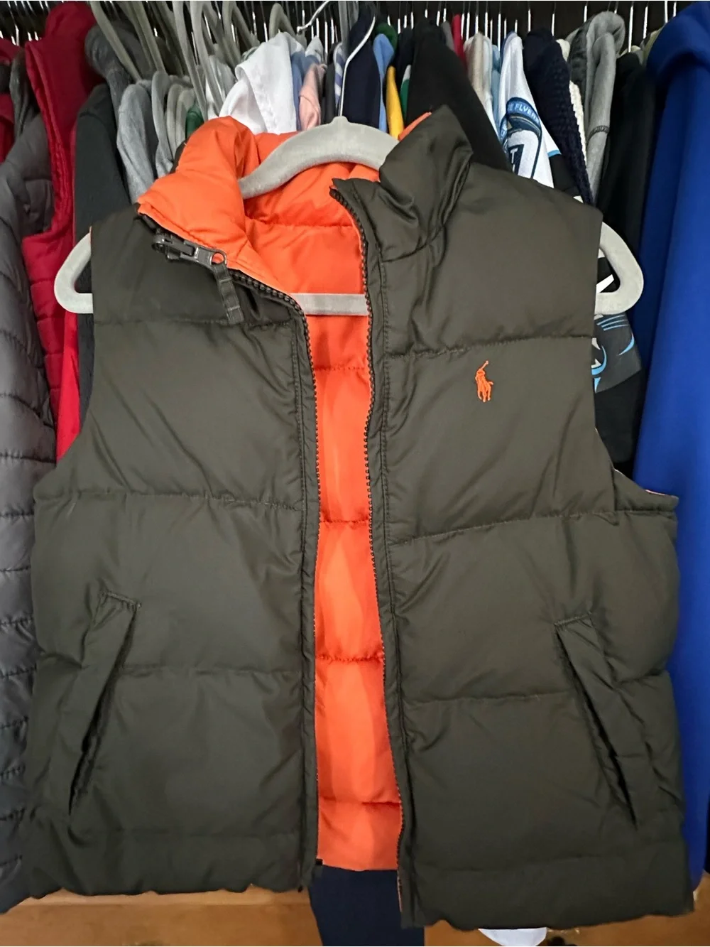 Polo by Ralph Lauren Olive Green or Orange Reversable Puffer Vest
